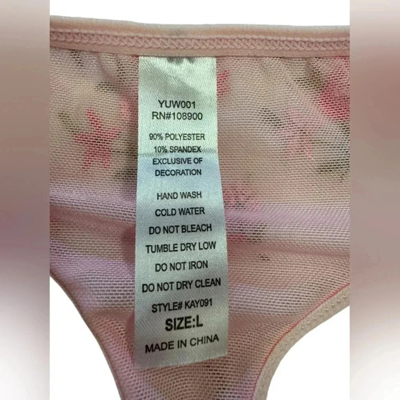 Bed Of Roses Lingerie NWT Mesh Floral Pink 2  Piece Size Large Womens size Large - Picture 9 of 10